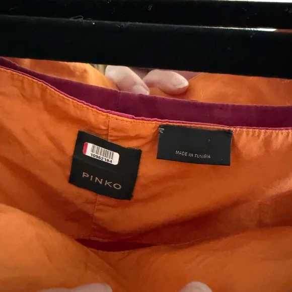 PINKO Aggie Colorblock Pink and Orange Tiered Dress - Picture 6 of 10